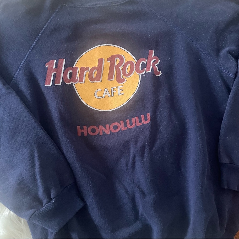 Vintage Hard Rock Cafe Crewneck Pullover Sweatshirt Size XL Honolulu Blue - Picture 2 of 6